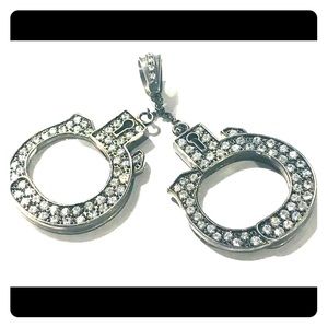 STERLING SILVER HAND CUFFS NECKLACE PENDANT